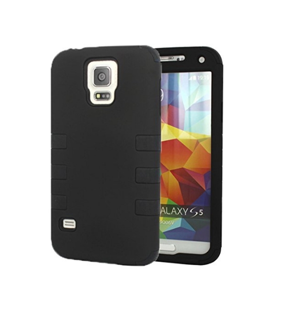 Samsung Galaxy S5 i9600 Case Cover  Hard Plastic Snap on with Soft Silicone black